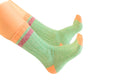 Twisted Marled Colorful Contrast Heel & Toe Cotton Crew
