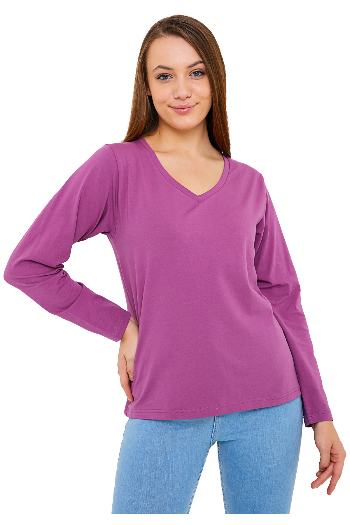 Women's V-Neck Long Sleeve T-Shirts