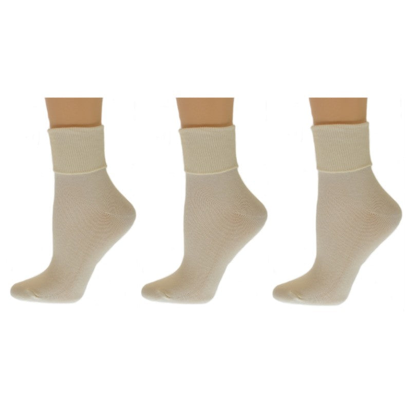Turn Cuff Organic Cotton Seamless Toe 3 pair Pack