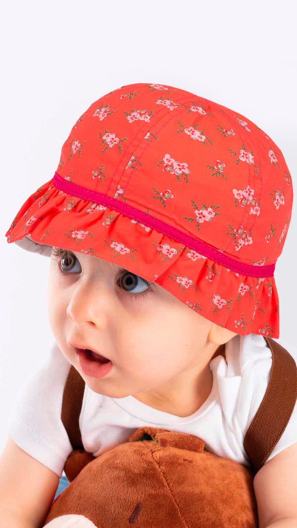 Beautiful Floral Print -Infant Girl Maxi Hat 0-18 Months