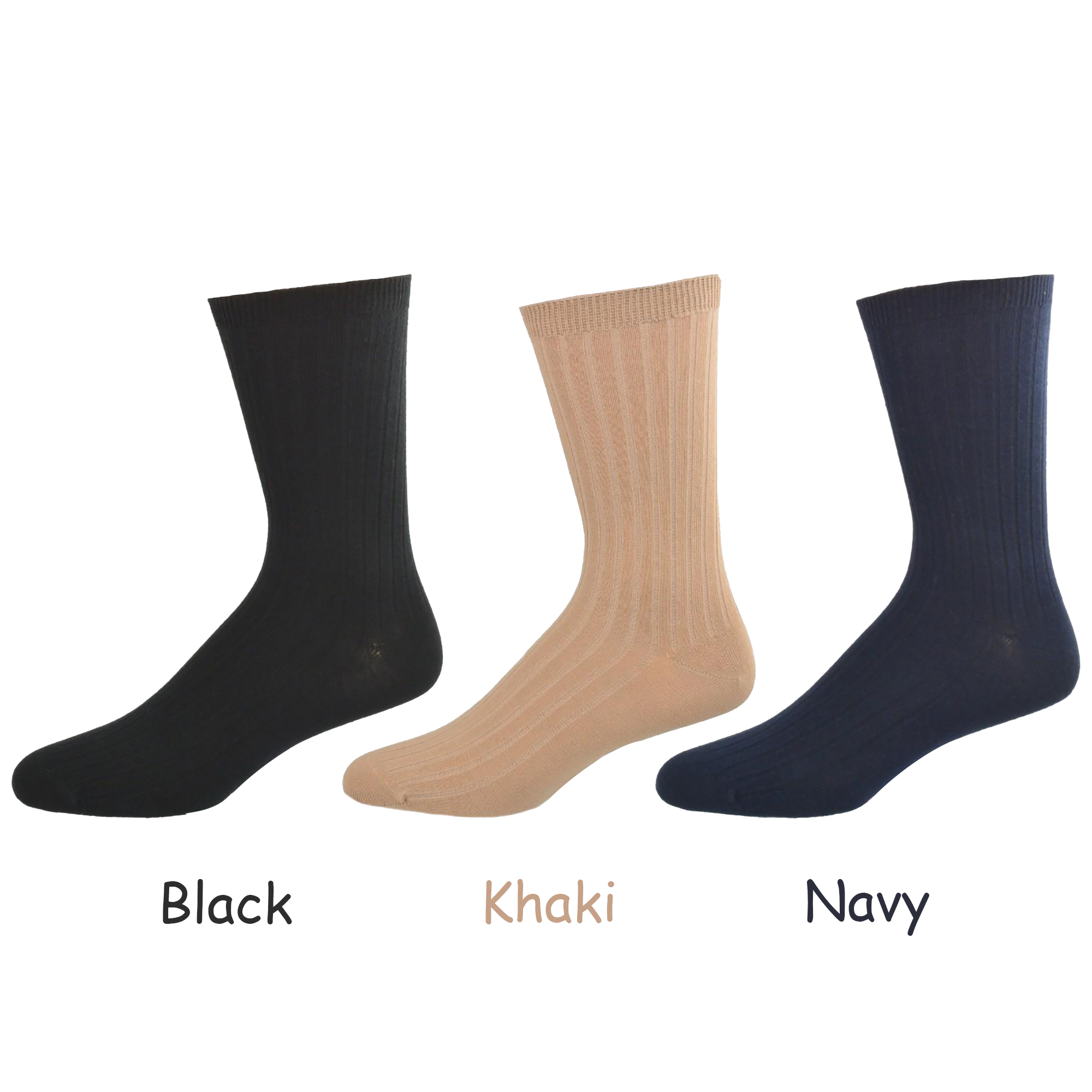 Big Boys & Girls (Unisex) Classic Dress Uniform Ribbed 3 Pair Pack Crew Socks