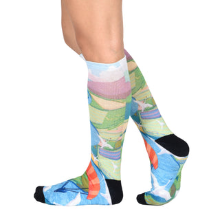 Sierra Socks Birds' Eye View Pattern CoolMax Socks, Nature Collection for Men & Women Eco-Friendly Crew Socks