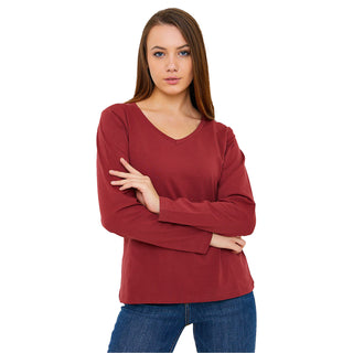 Comprar cherry Women's V-Neck Long Sleeve T-Shirts