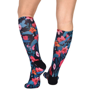 Sierra Socks Flower Patch Pattern Unisex Socks, Daily Wear Socks, Red Floral Printed Socks, Morning Wear Socks