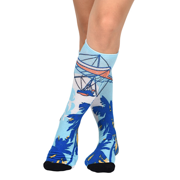 Sierra Socks Gliding Through Paradise Pattern Unisex Socks, Blue Color Socks, Everyday Socks
