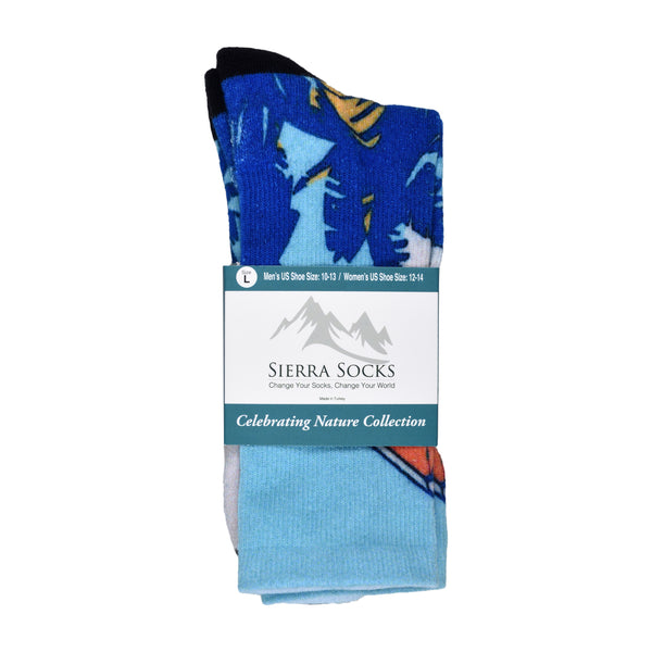 Sierra Socks Gliding Through Paradise Pattern CoolMax Socks, Nature Collection for Men & Women Eco-Friendly Crew Socks