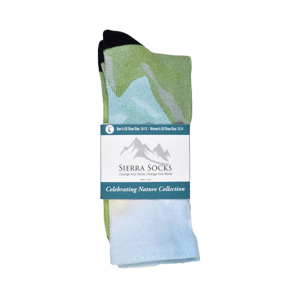 Sierra Socks Hikers Haven Pattern CoolMax Socks, Nature Collection for Men & Women Eco-Friendly Colorful Crew Socks