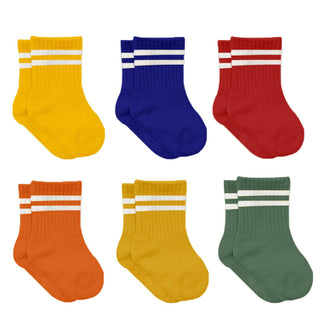 Comprar assorted-yellow Newborn Unisex Cotton Ankle-Hi Socks with Stripes Assorted 6 Pair Pack