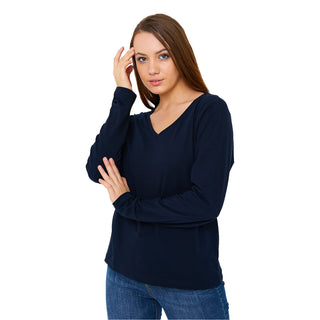 Buy marine Women's V-Neck Long Sleeve T-Shirts