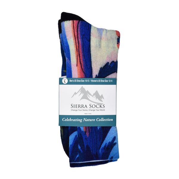 Sierra Socks Morning Hike Pattern CoolMax Socks, Nature Collection for Men & Women Eco-Friendly Colorful Crew Socks