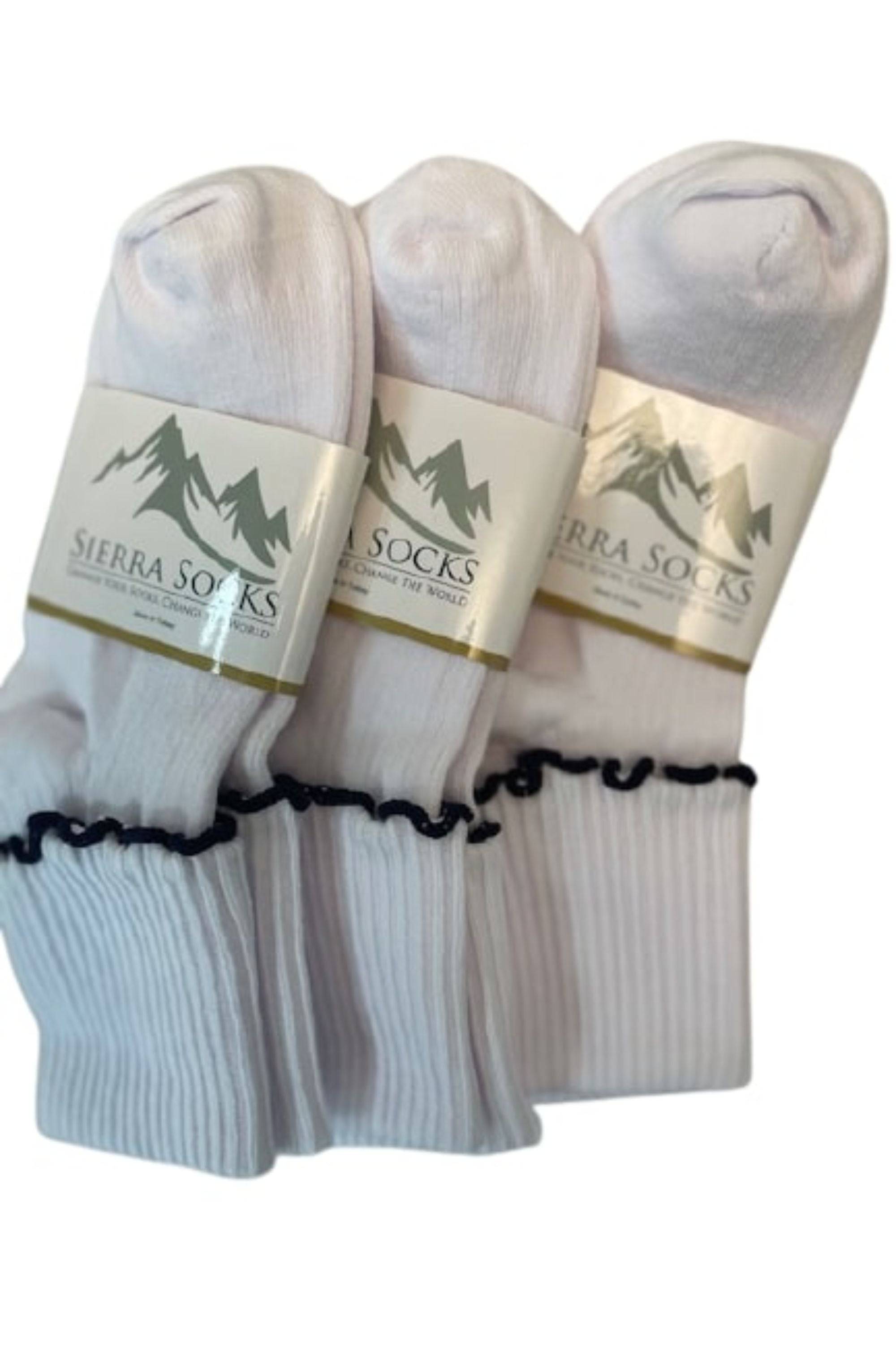 Turn Cuff Lettuce Edge Combed Cotton Seamless Toe School Uniform Socks G550