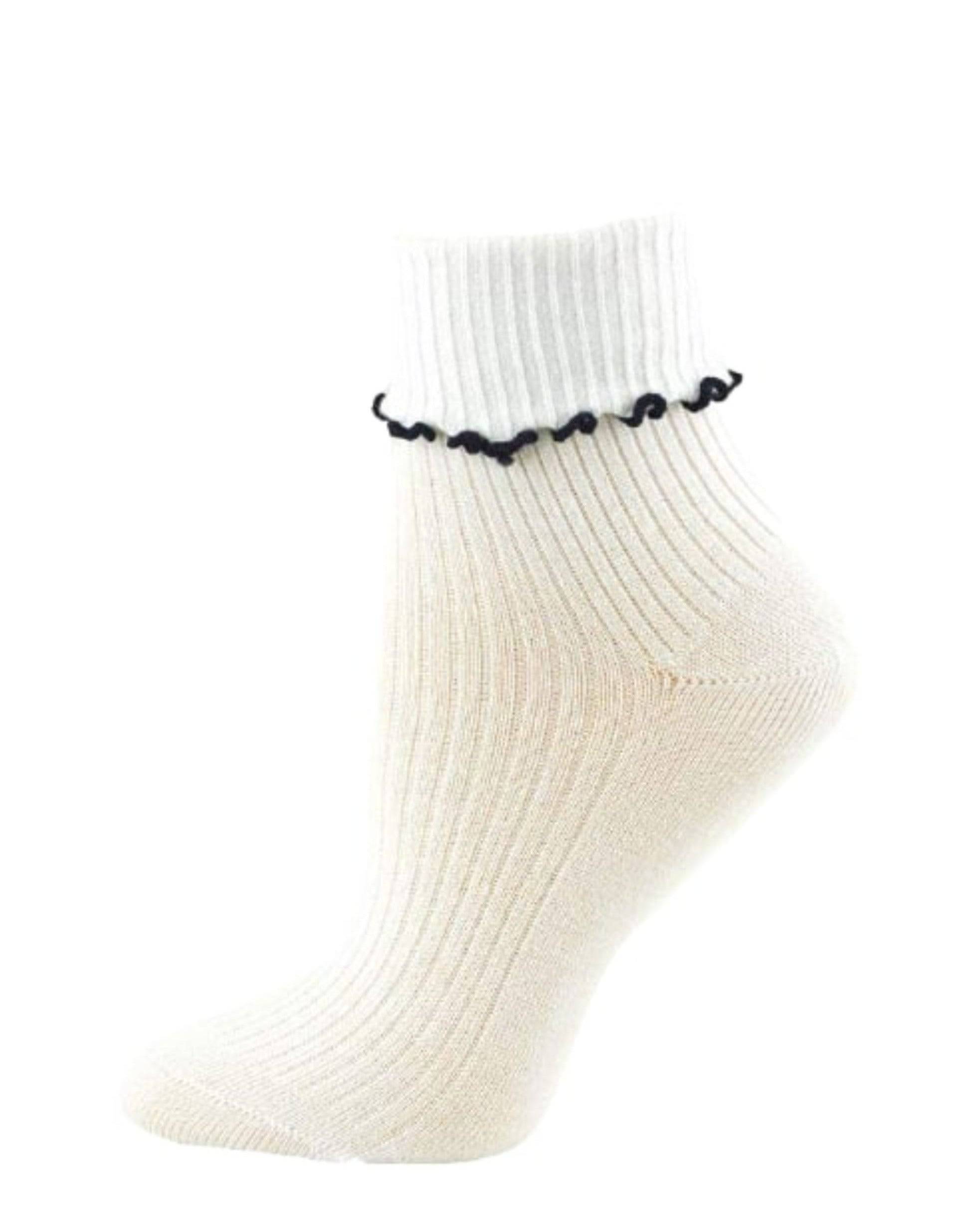 Turn Cuff Lettuce Edge Combed Cotton Seamless Toe School Uniform Socks G550
