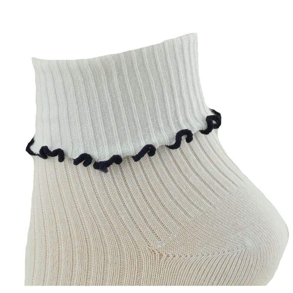 Turn Cuff Lettuce Edge Combed Cotton Seamless Toe School Uniform Socks G550