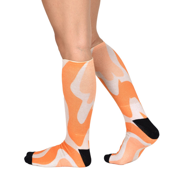Sierra Socks Orange Creamsicle Pattern Unisex Socks, Mid Calf Socks, Unisex Walking Socks, Orange Color Socks