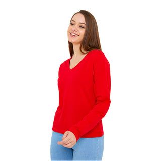Comprar red Women's V-Neck Long Sleeve T-Shirts