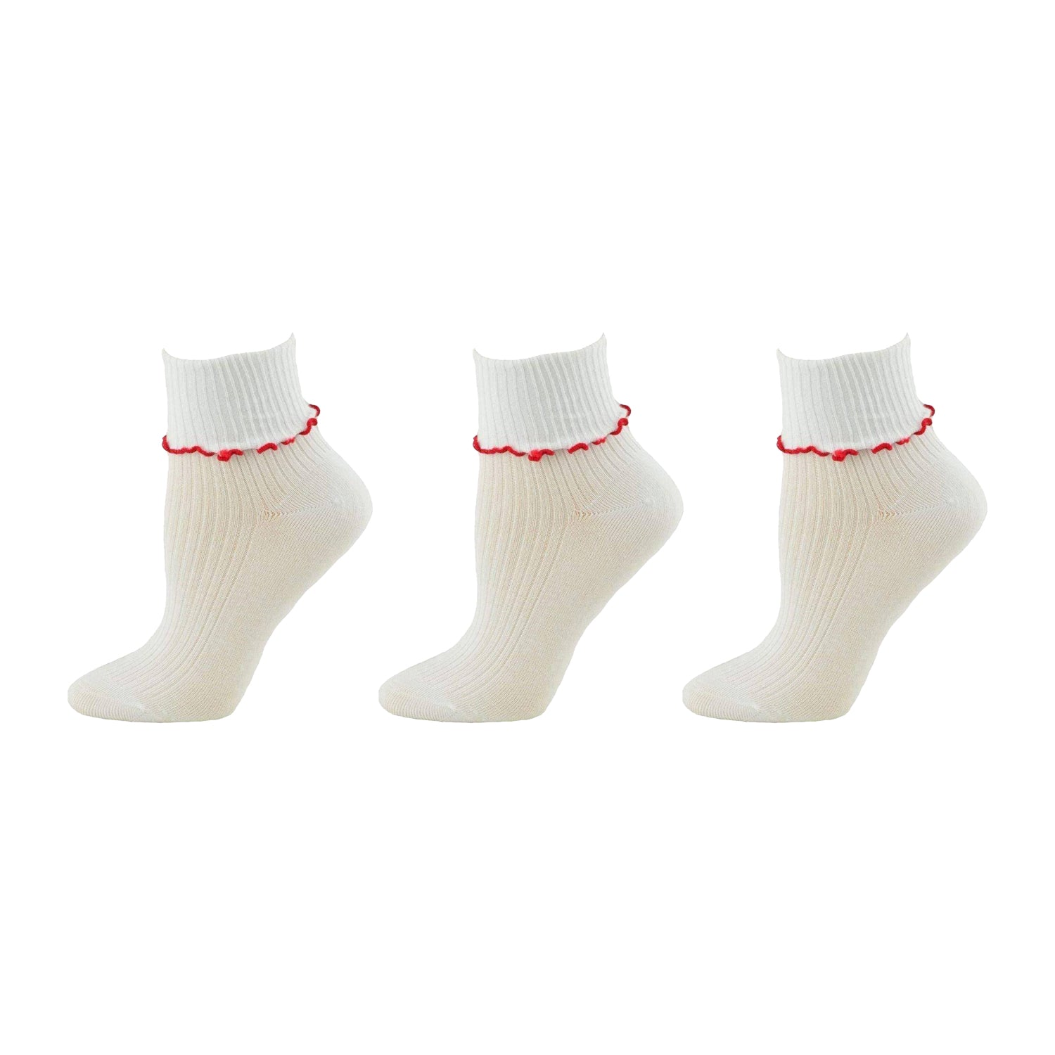 Turn Cuff Lettuce Edge Combed Cotton Seamless Toe School Uniform Socks G550