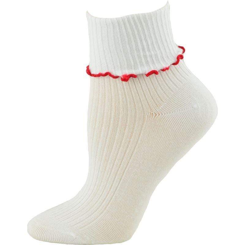 Turn Cuff Lettuce Edge Combed Cotton Seamless Toe School Uniform Socks G550