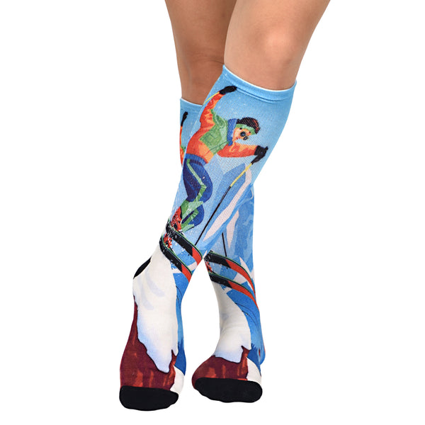 Sierra Socks Slippery Slopes Pattern Unisex Socks - Comes in a 1-pair, 2 Pair & 3 Pair Pack, Eco-Friendly Socks