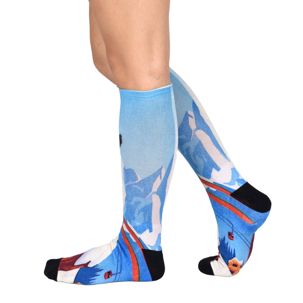 Sierra Socks Slippery Slopes Pattern CoolMax Socks, Nature Collection for Men & Women Eco-Friendly Colorful Crew Socks