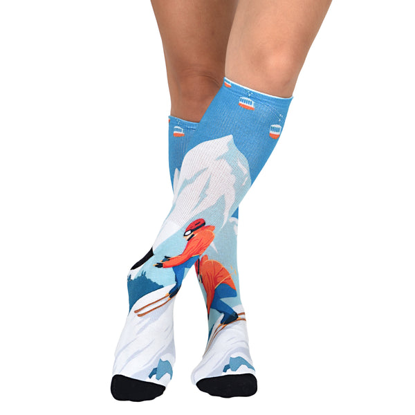 Sierra Socks Steep Slopes Pattern Unisex Socks, Mid Calf Socks, Skiing Socks, Unisex Outerwear Socks