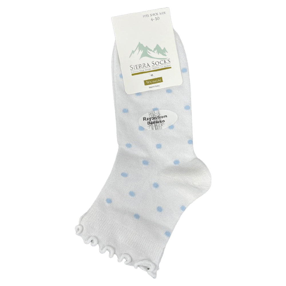 Women's Bamboo Low Cut Quarter 4-Pair Pack Lettuce Edge Ruffle Socks