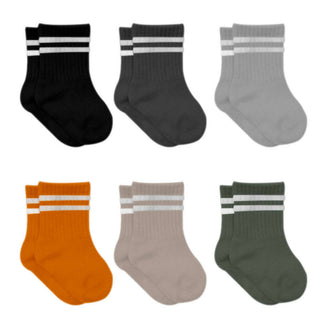 Comprar assorted-black Newborn Unisex Cotton Ankle-Hi Socks with Stripes Assorted 6 Pair Pack
