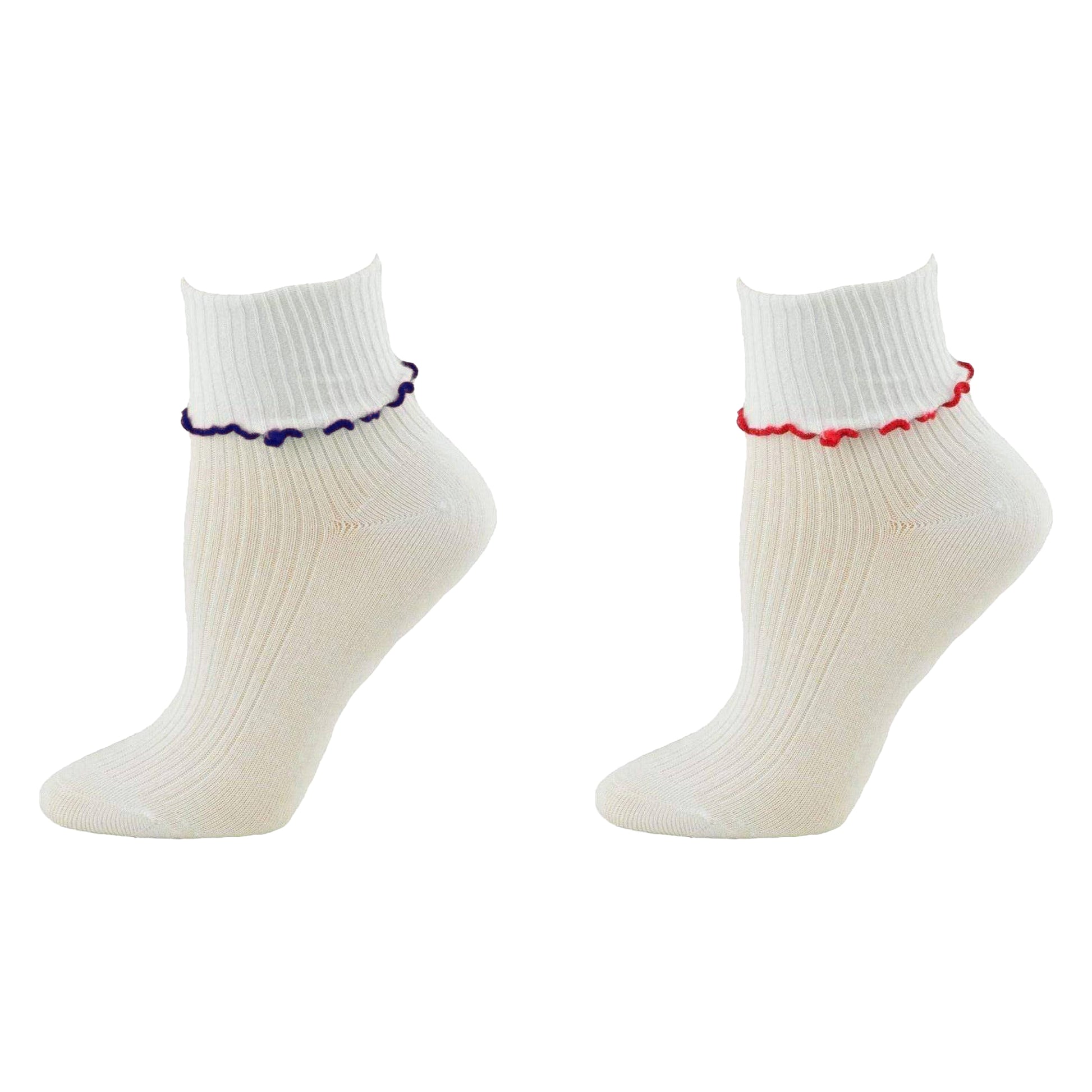 Turn Cuff Lettuce Edge Combed Cotton Seamless Toe School Uniform Socks G550