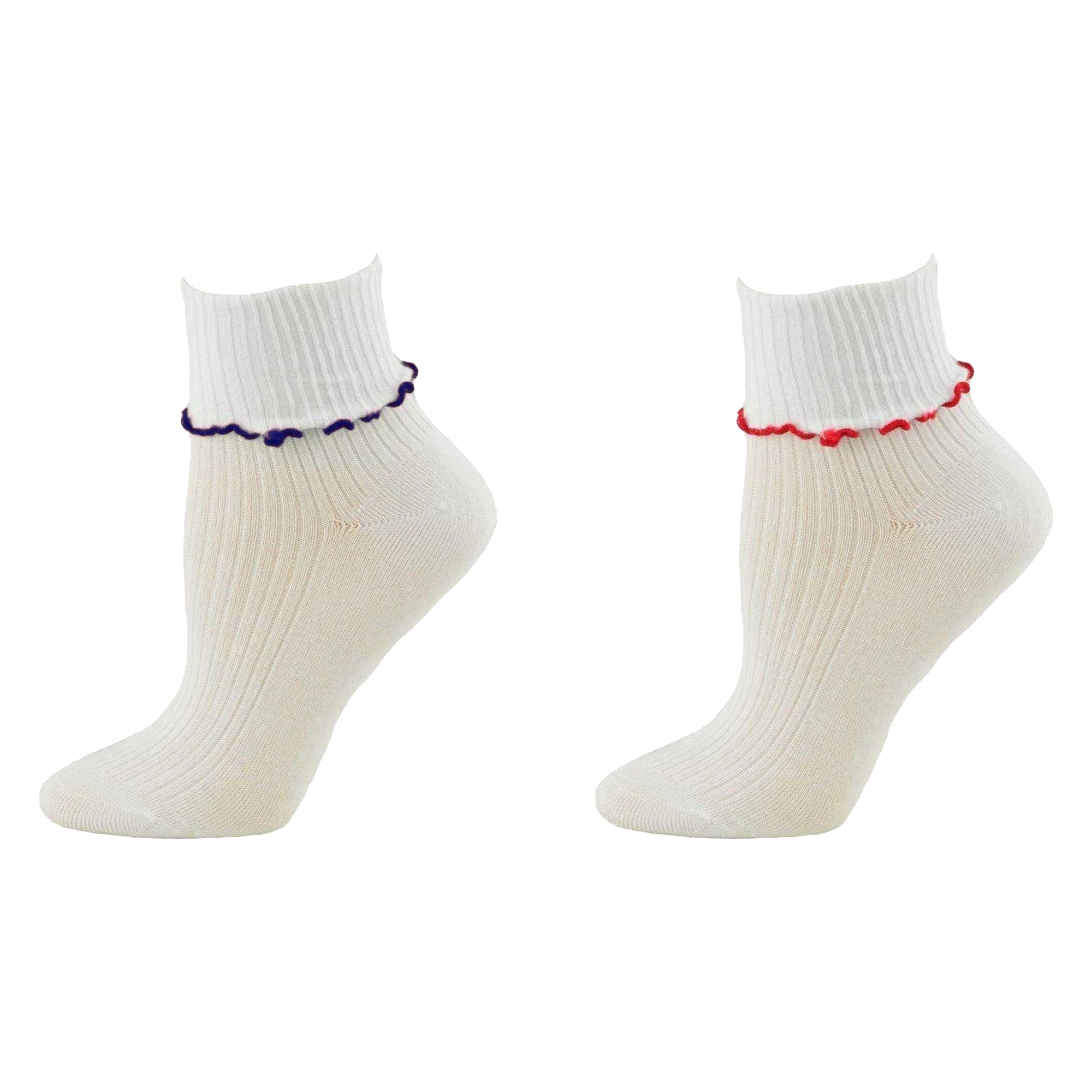 Turn Cuff Lettuce Edge Combed Cotton Seamless Toe School Uniform Socks G550