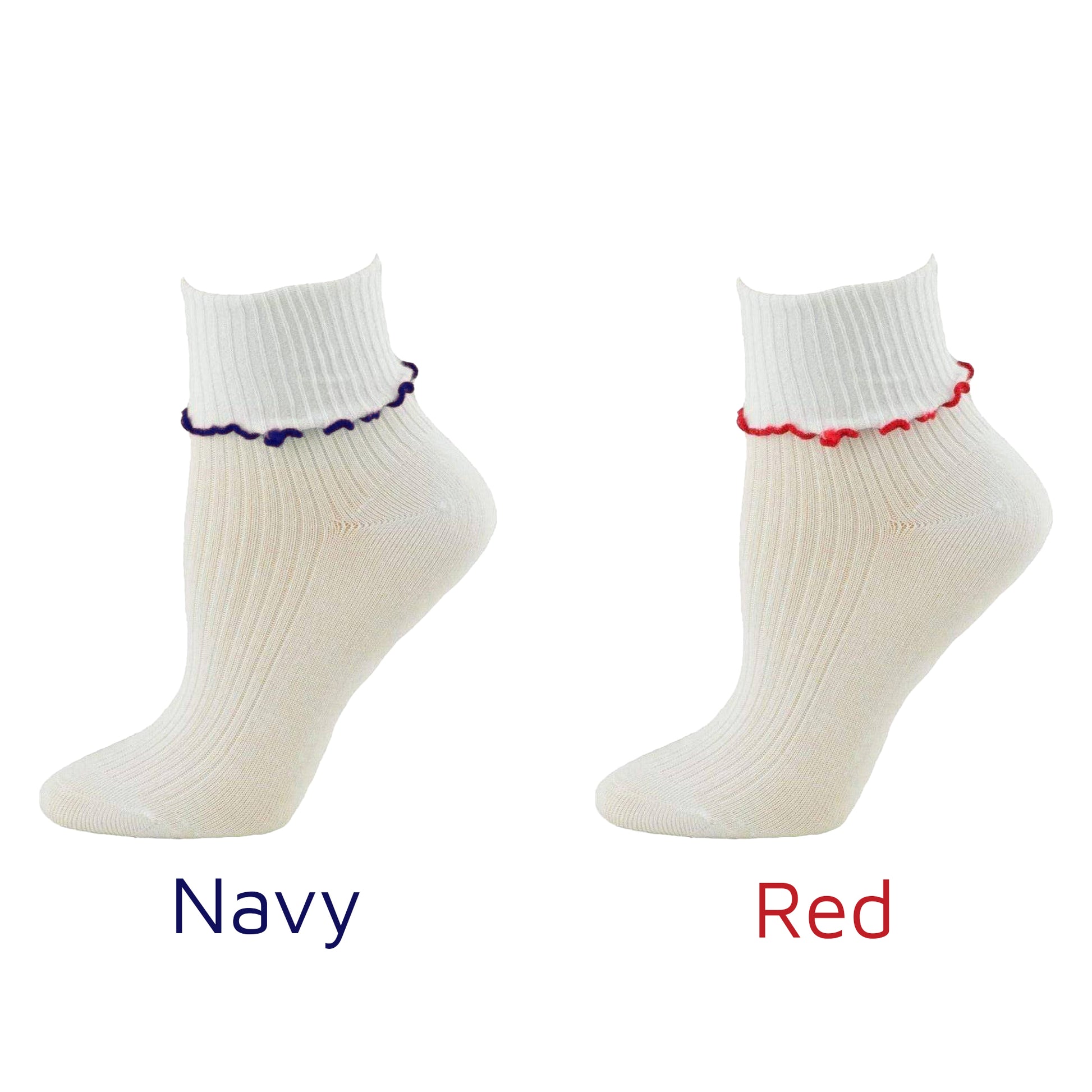 Turn Cuff Lettuce Edge Combed Cotton Seamless Toe School Uniform Socks G550