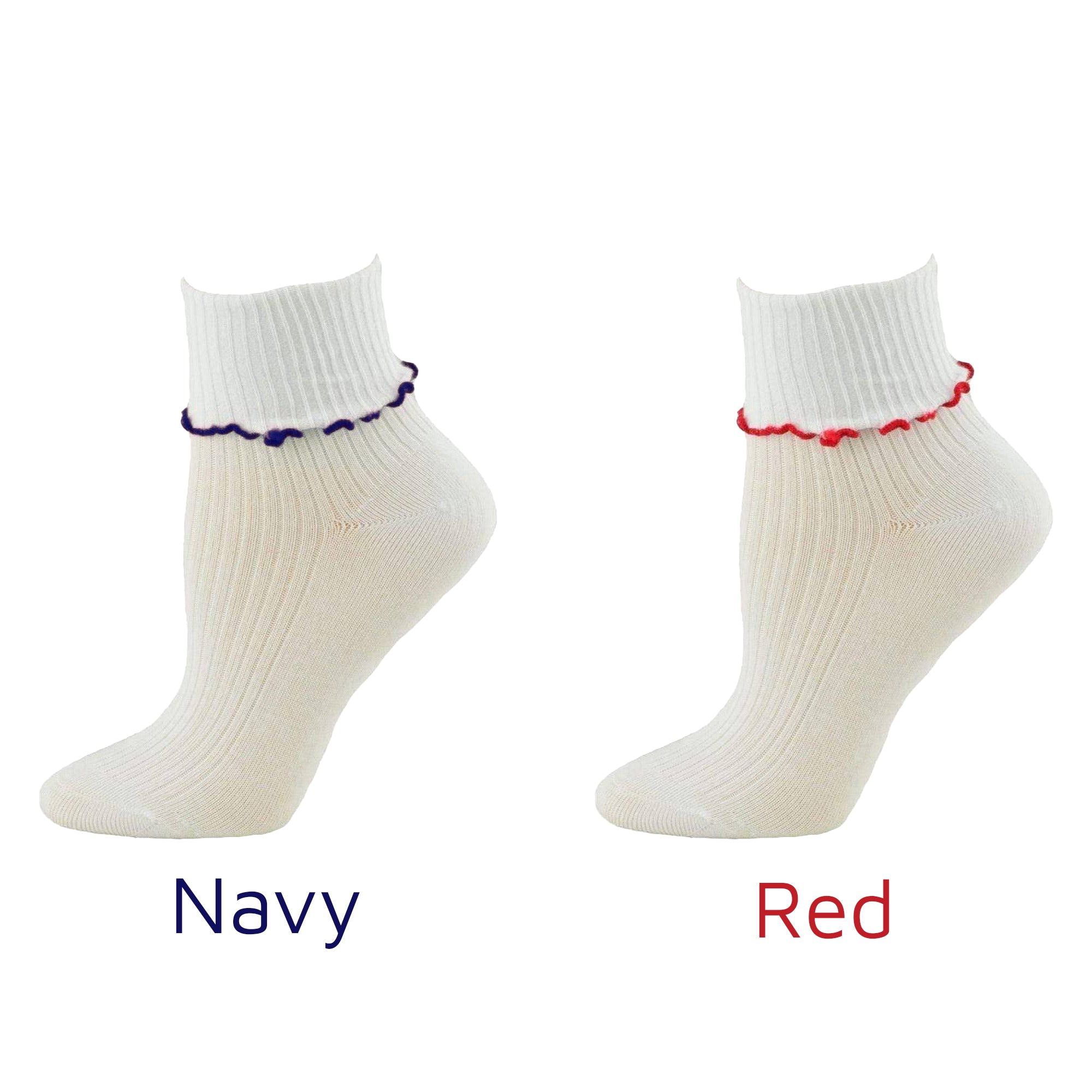 Turn Cuff Lettuce Edge Combed Cotton Seamless Toe School Uniform Socks G550